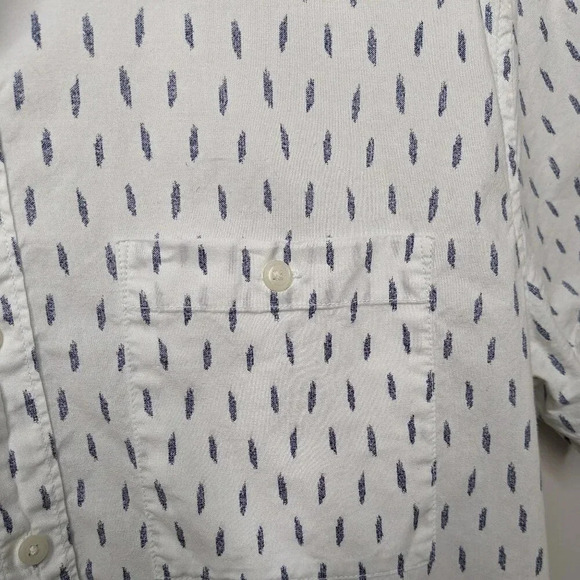 American Eagle Mens Size L Flex Dip-Dye Blue White Short Sleeve Button Up Shirt - Picture 5 of 13